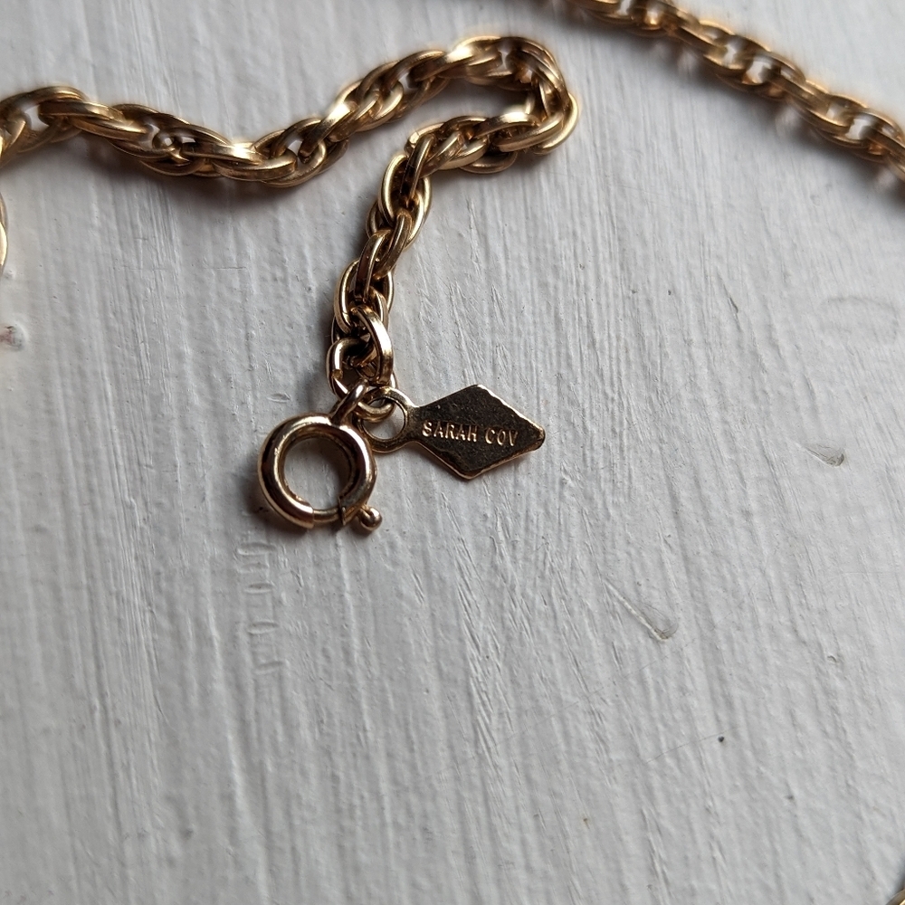 Vintage Sarah Coventry gold tone hammered chain necklace 1970